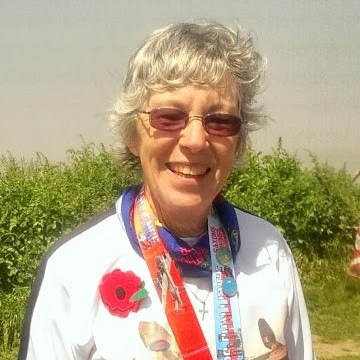Pam Storey after her 200th marathon