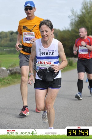 Chris Bexton running the Robin Hood Marathon 2014