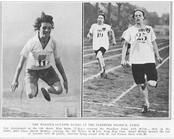 Newspaper photos of athletes in the 1922 Women's Olympic Games in Paris