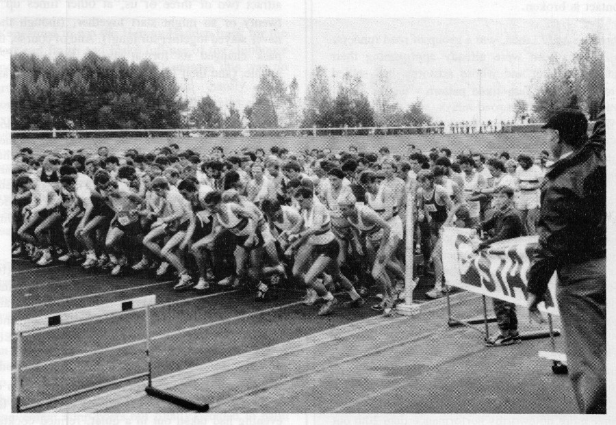Runners gathered at the start line of the Notts 10 mile race on the track at Harvey Hadden Stadium.<br />
