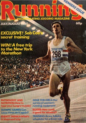 Marathon boom magazine Running first issue with picture of Seb Coe competing in a track race