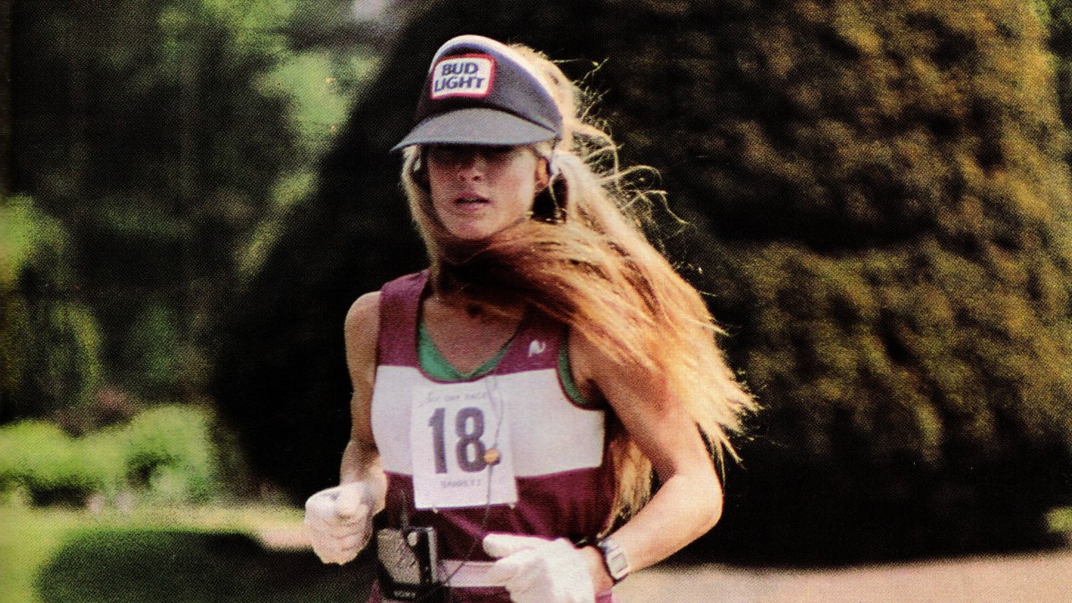 British ultrarunner Christine Barrett competing at the Stoke-on-Trent six day race 1984
